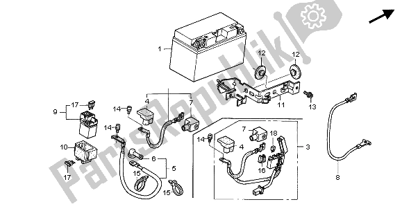 All parts for the Battery of the Honda CBF 500A 2007