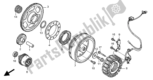 All parts for the Generator of the Honda VTX 1300S 2004