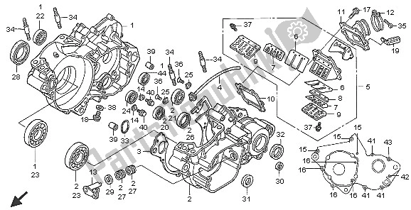 All parts for the Crankcase of the Honda CR 250R 2005