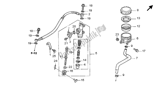 All parts for the Rear Brake Master Cylinder of the Honda CBR 600F 2005