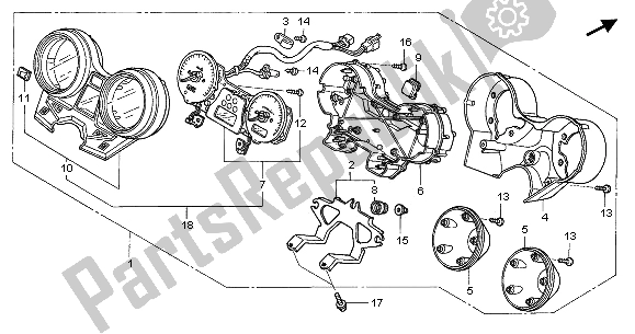 All parts for the Meter (kmh) of the Honda CB 1300F 2003