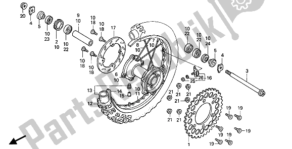 Todas las partes para Rueda Trasera de Honda CR 125R 1991