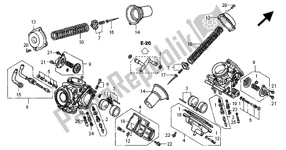 Tutte le parti per il Carburatore (parti Componenti) del Honda VT 1100C2 2000
