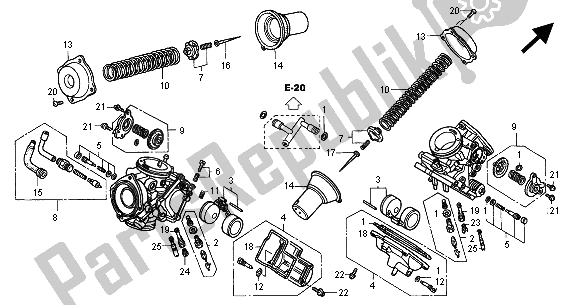 Todas as partes de Carburador (peças Componentes) do Honda VT 1100C2 2000