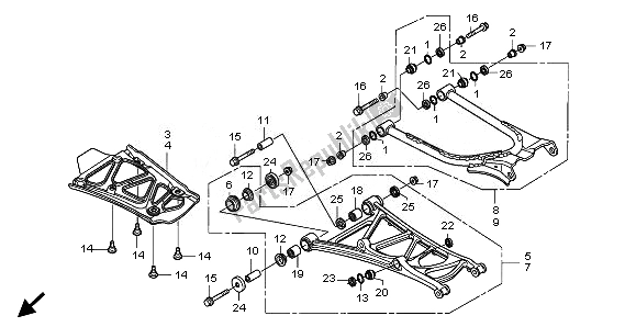 Tutte le parti per il Braccio Posteriore del Honda TRX 700 XX 2008