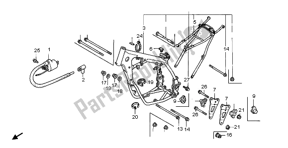 All parts for the Frame Body & Ignition Coil of the Honda CR 125R 1997