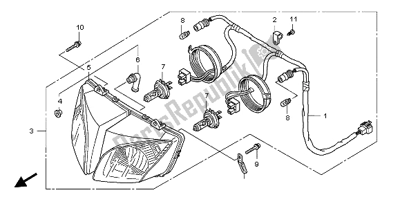 All parts for the Headlight (eu) of the Honda CBF 1000 2006