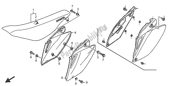 All parts for the Seat & Side Cover of the Honda CRF 250R 2005