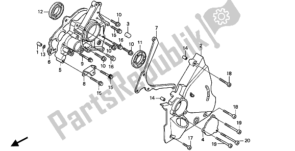 All parts for the Left Cover of the Honda CB 750F2 1994