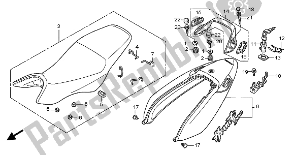 Tutte le parti per il Sedile E Coprisella del Honda CB 900F Hornet 2003