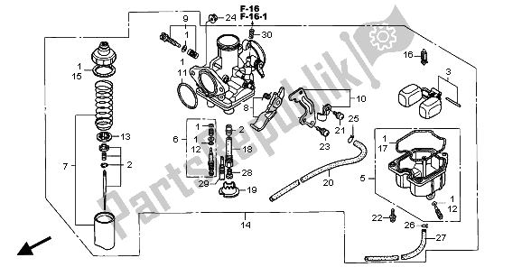All parts for the Carburetor of the Honda TRX 250 EX Sportrax 2007