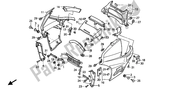 Todas as partes de Capuz do Honda NX 650 1991