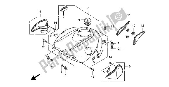 All parts for the Top Shelter of the Honda CBR 1000 RA 2010