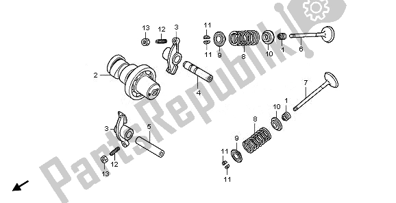 All parts for the Camshaft & Valve of the Honda SH 125 2011