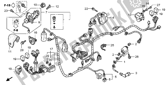 Alle onderdelen voor de Kabelboom van de Honda PES 125R 2009