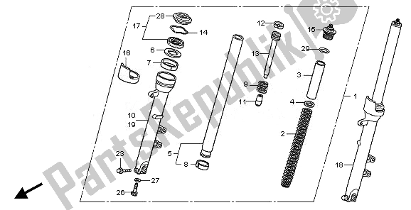 All parts for the Front Fork of the Honda CBF 1000 FSA 2010