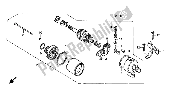 All parts for the Starting Motor of the Honda CRF 250X 2009