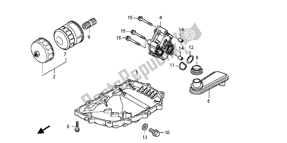 All parts for the Oil Pan & Oil Pump of the Honda NC 700 XA 2013