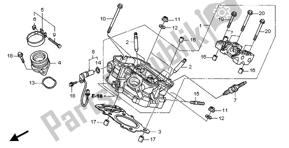 All parts for the Rear Cylinder Head of the Honda NT 700 VA 2010