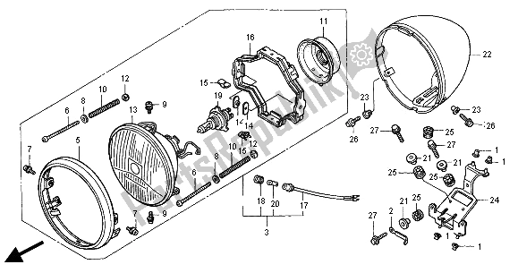 Alle onderdelen voor de Koplamp (eu) van de Honda VT 1100C2 2000