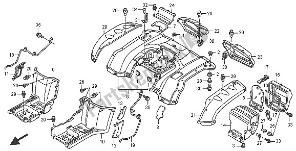 Alle onderdelen voor de Achterspatbord van de Honda TRX 400 FA Fourtrax Rancher AT 2005