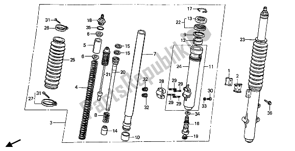 Todas las partes para Tenedor Frontal de Honda CR 125R 1986