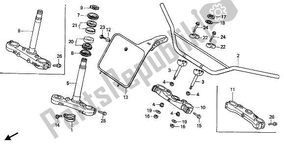 Todas las partes para Tubo De Manija Y Puente Superior Y Vástago De Dirección de Honda CR 500R 1 1993