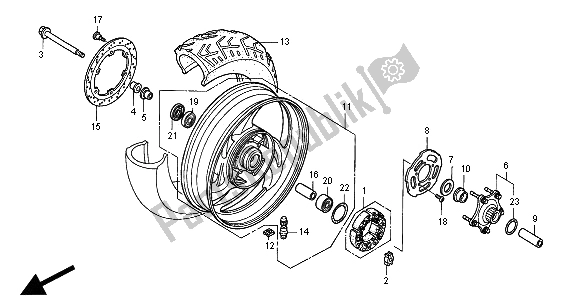 All parts for the Rear Wheel of the Honda NT 650V 2000