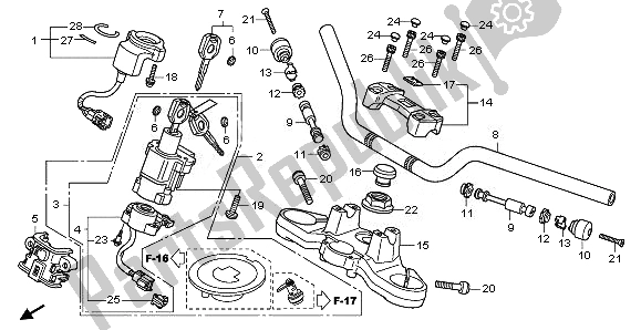 All parts for the Handle Pipe & Top Bridge of the Honda CB 1000 RA 2011