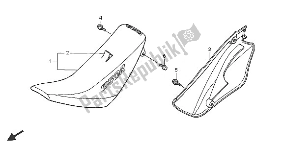 All parts for the Seat & R. Side Cover of the Honda XR 650R 2005