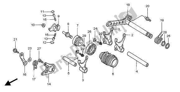 All parts for the Gearshift Drum of the Honda CRF 450X 2007