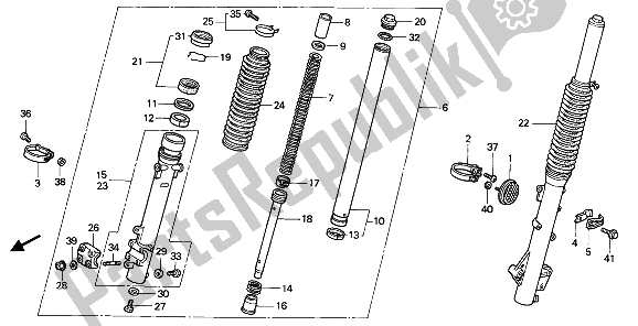 All parts for the Front Fork of the Honda NX 650 1990