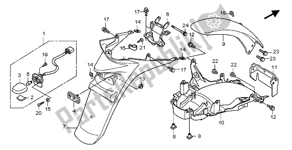 All parts for the Rear Fender of the Honda SH 125S 2011