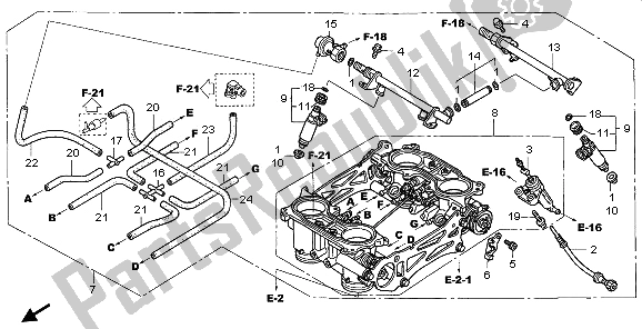 Alle onderdelen voor de Gasklephuis (assy.) van de Honda VFR 800 2009