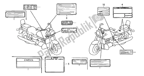 Wszystkie części do Etykieta Ostrzegawcza Honda GL 1500C 2001