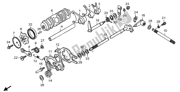 All parts for the Gearshift Drum of the Honda TRX 250X 2011