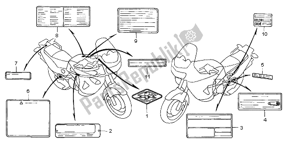 Alle onderdelen voor de Waarschuwingsetiket van de Honda XL 1000 VA 2006