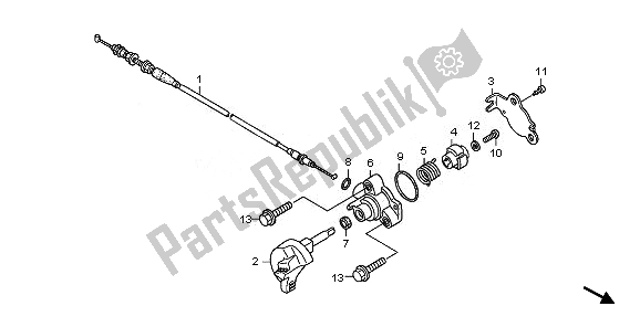 All parts for the Reverse Cable of the Honda TRX 250X 2011