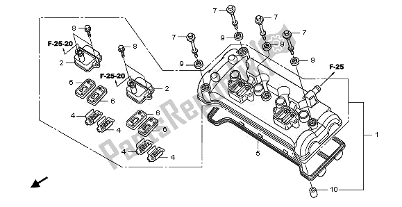 All parts for the Cylinder Head Cover of the Honda CBF 1000 FSA 2010