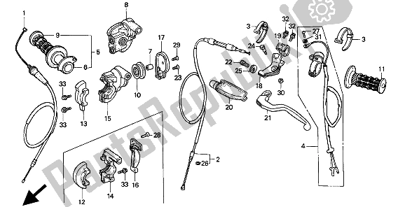 Toutes les pièces pour le Levier De Poignée Et Interrupteur Et Câble du Honda CR 125R 1994