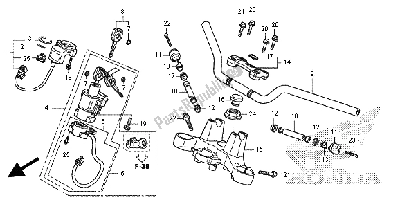 All parts for the Handle Pipe & Top Bridge of the Honda NC 700 SD 2012