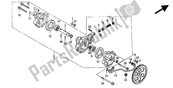 Todas las partes para Bomba De Aceite de Honda XR 600R 1993