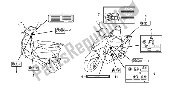 Tutte le parti per il Etichetta Di Avvertenza del Honda NHX 110 WH 2013