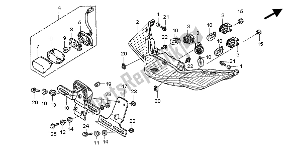 Tutte le parti per il Luce Di Combinazione Posteriore del Honda VFR 800A 2002