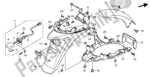 Tutte le parti per il Parafango Posteriore del Honda SH 150R 2008