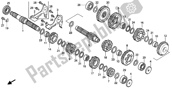 All parts for the Transmission of the Honda NTV 650 1991