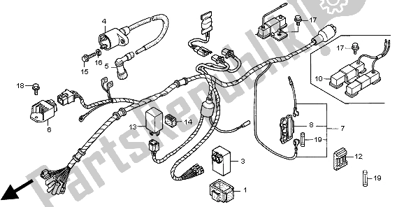 All parts for the Wire Harness of the Honda CG 125 1998