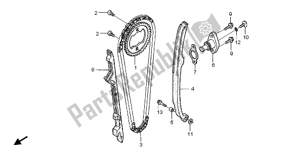 All parts for the Cam Chain & Tensioner of the Honda TRX 400 EX Sportrax 2002