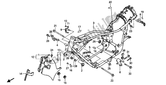 All parts for the Frame Body of the Honda VT 600C 1989