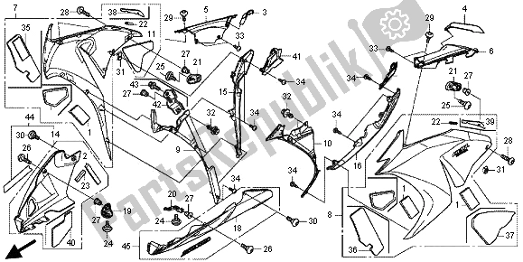 Alle onderdelen voor de Middelste Kap van de Honda CBR 1000 RR 2012